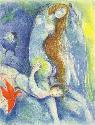 Luego pasó la noche con su contemporáneo Marc Chagall. Pintura al óleo